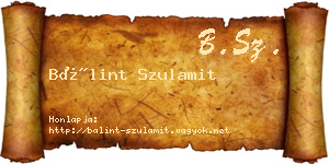 Bálint Szulamit névjegykártya